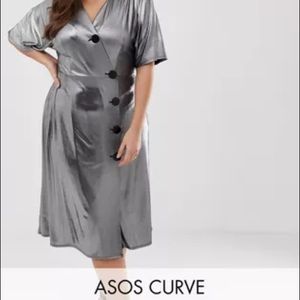 ASOS Curve metallic midi with metal buttons